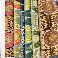 KAYA -IKAT EFFECT DESIGNER PATTERN CUT VELVET UPHOLSTERY FABRIC BY THE YARD picture