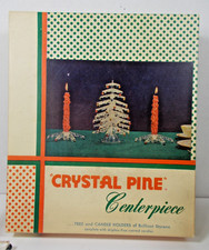 Vintage MCM Peerless Crystal Pine Centerpiece Christmas Tree & Candles In Box picture