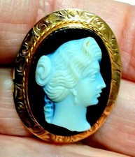 VICTORIAN ERA RARE 10k SHELL CARVED CAMEO 1890-1900 BEAUTIFUL picture