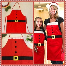 Red Merry Christmas Apron Christmas Apron For Women Girls Cake Kitchen Cook Apro picture