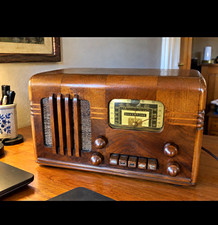 Silvertone Model 6200/6206C Vintage Wooden Tabletop Tube Radio Restored Works picture