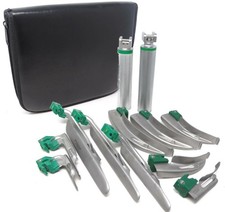 Laryngoscope Set 12PCS Intubation Blades + 2 Handles Fiber-Optic Kit picture