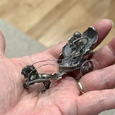 Antique Hanau Pseudo 800 Silver Miniature Kid Riding Chariot Horse Neumann Bros picture