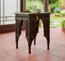 Rare 1880's Liberty & Co.  Moorish Mashrabiya Carved Fretwork Rosewood Tea Table picture