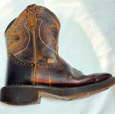 Justin Womens Brown Leather Western Pull-On Embroidered Boots 5.5 picture