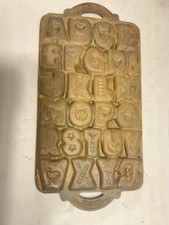 Vintage 1985 John Wright Co Cast Iron Alphabet Cookie Mold Pan USA Pictorial ABC picture