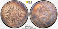 1815 PTS FL Argentina Sun Face 8 Soles PCGS VF 30 MONSTER TONED picture