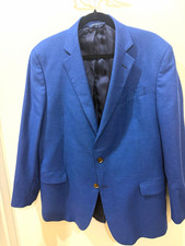 Brooks Brothers Classic Fit Blue Wool Houndstooth Blazer 44R 2-Button picture