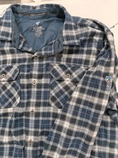 Kuhl Dillingr Flannel Shirt Mens Large Blue Plaid Cotton Tencel Button Up picture