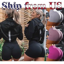 Women's Push Up High Waist Yoga Shorts Ruched Sports Pants Casual Gym Workout US picture