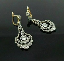 Vintage 3.53CT Chandelier Drop Lab Created Diamond Earring 14K Two-Tone Gold FN picture