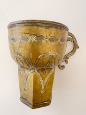 Antique 19th Spanish Colonial Andean Brass Cup Peru Bolivia picture