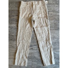 H&M Slim Fit Trousers 32 Beige 100% Linen Lightweight Pants Mens 32R NWT Khaki picture