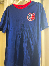 Men's USA Flag Graphic Print Crew Neck Short Sleeve 100% Cotton Jersey L picture