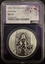 2026 Germania 5 Mark 1 oz .9999 Silver Coin NGC MS70 - Trader Bea picture