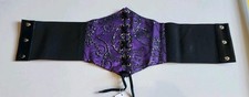 Rare Daisy Corsets Small Purple Black Lavish Glitter Cincher Waist Belt Corset picture