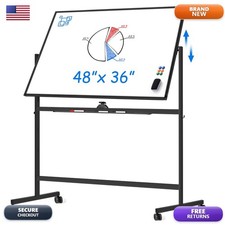 Maxtek Rolling Whiteboard 48x36 in Double-Sided Magnetic on Wheels Black picture