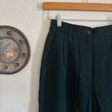 Vintage 70's Women's Green Wool Trousers picture