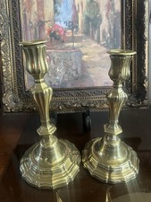 Antique French Pair Bronze Candlesticks Regence Period 18th Century Louis XIV picture