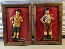 Vintage Royal Sealy Colonial Soldier Wall Plaques Set Of 2 picture