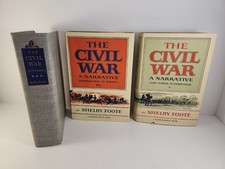 The Civil War: A Narrative, Shelby Foote 3 Volumes 1958 1963 1974 1st Ed HC picture
