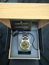 Hamilton Khaki Field Auto Green Dial 39mm Steel Bracelet Date 100m Box picture