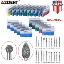 100Pcs/20Box AZDENT Dental Diamond Burs for High Speed Handpiece Medium FG 1.6mm picture