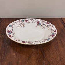 Minton Ancestral S-376 Oval Vegetable Bowl Bone China England Floral Gold Trim picture