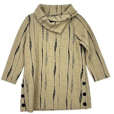 Yushi Womens Beige Black Abstract Textured Cowl Neck Tunic Shirt Small - CJ picture