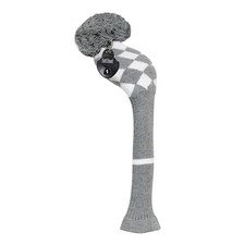Scott Edward 1PCS Knit Pom Fairway Wood Golf Fairway, Grey White Argyle picture