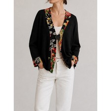 Soft Surroundings Women's Kimono Cardigan Size L Statement Asian Floral Artsy picture