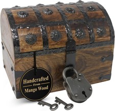 Nautical Cove Pirate Treasure Chest with Iron Lock and Skeleton Key - Wooden Sto picture