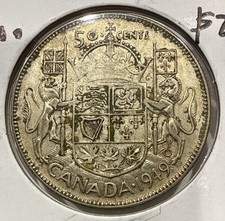 1949 50 Cents Canada Silver 50C Coin - King George VI (F475) picture