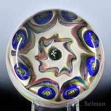 Antique Val Saint Lambert patterned millefiori and ribbon garland paperweight picture