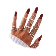 IFKM 21 Pcs Silver Knuckle Rings Set For Adjustable (US SIZE 5-8), picture