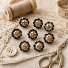 Chanel lot of 8 Designer White and Gold Button 18mm picture