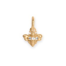 14 Karat Gold Tiny CZ Bumble Bee Charm picture