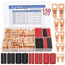 150pcs Copper Battery Cable Ends Wire Lugs Assortment Kit AWG 2 4 6 8 10 Gauge picture
