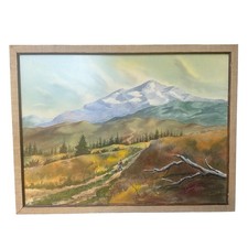 VTG James E Pulley Watercolor Painting 24x31 Inch California Mountain Landscape picture