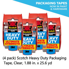 4 Pack Scotch Heavy Duty Packaging Tape Clear 1.88