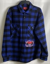 Supreme Men's Blue Black Buffalo Plaid 1-800 Flannel Shirt Jacket Size L picture