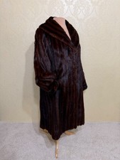 sz 14 AUBURN BROWN BLACK Fur Coat Long Length Triple lining Warm Bell Sleeves picture
