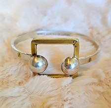 Vintage Sterling Taxco modernist two-tone bangle bracelet picture