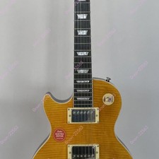 Left handed Solid Body Electric Guitar Flamed Maple Top Bone Nut Yellow From US picture