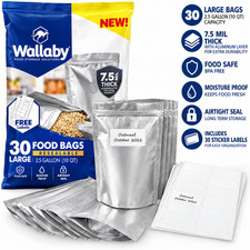 30ct 2.5-Gal Gusset Mylar Bags 15Mil Stand-Up Zipper Food Storage - Silver picture