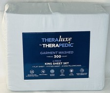 TheraLuxe by Therapedic 300 Thread Count Garment Washed 6-piece Sheet Set King- picture