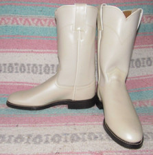 Women's VTG Justin Diamond J Bone Leather Roper Cowboy Boots 4.5 C NEW in Box picture