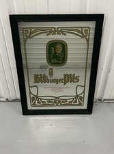 ⁠VTG Bitburger Pils German Beer Mirror Framed Wall Sign Graphic Pub Breweriana picture