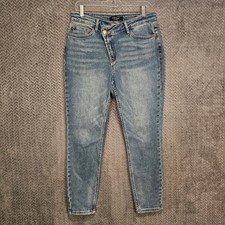 Judy Blue Relaxed Fit Crossover Waist High Rise Jeans Medium Wash JB88627 9/29 picture