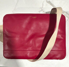 KNOMO London Mason 13in Red Leather Messenger Bag, Adjustable Strap QK 504 picture